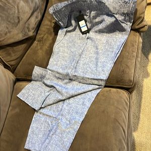 Jones New York blue linen XL crop pant elastic waist